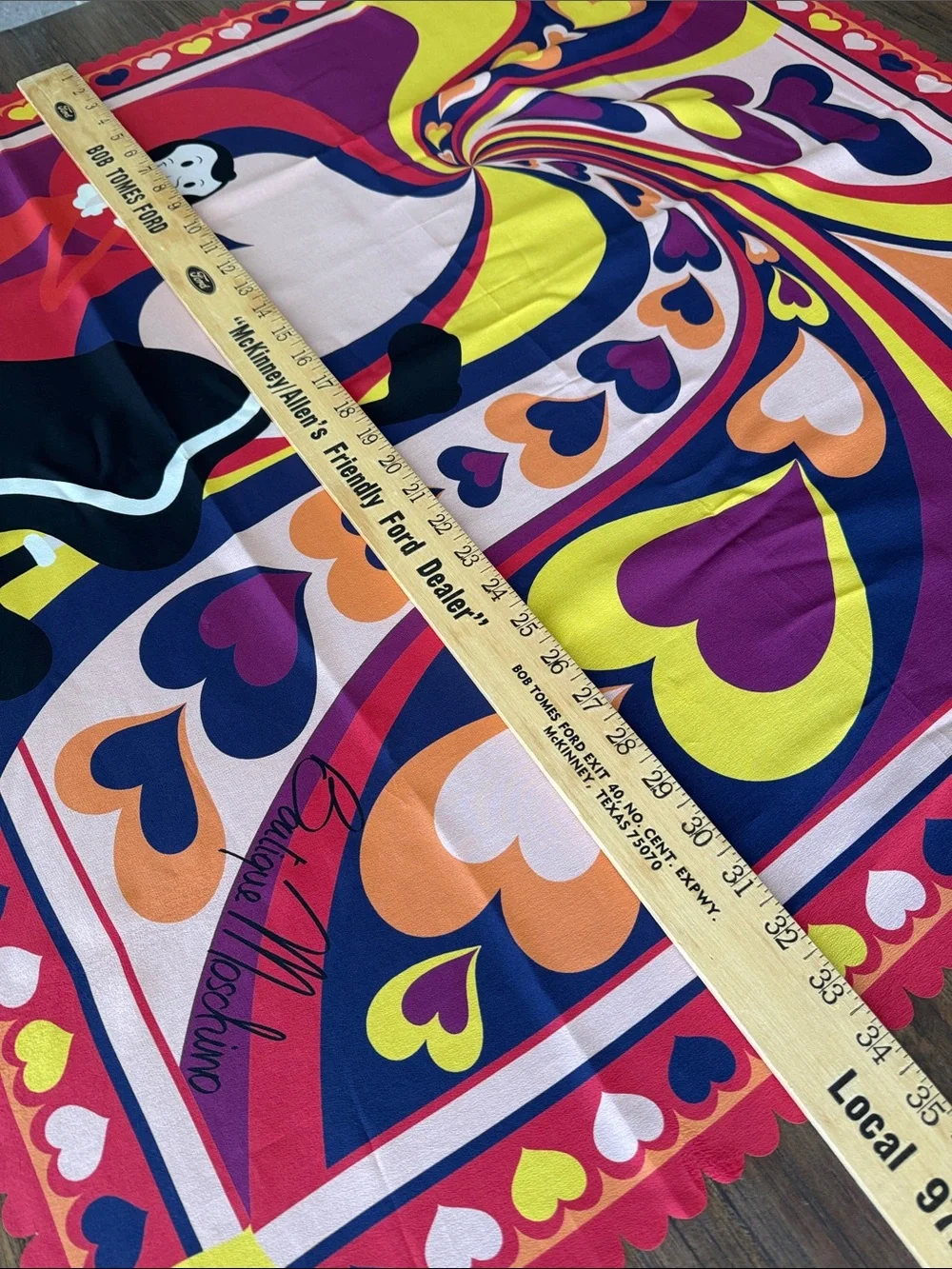 Boutique Moschino Olive Oyl Heart Silk Scarf Psychedelic NWT